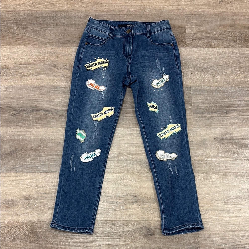 Blue Jeans with Patchwork Accents